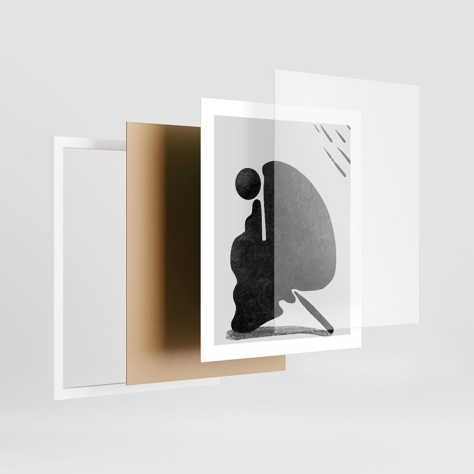 Plakat w ramie 40x50 - Abstrakcyjna Japońska Sztuka - abstrakcja, sztuka japońska - rama biała