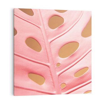 Obraz na płótnie 50x50 - Różowa monstera w pełnym rozkwicie - różowa, monstera