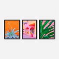 Zestaw obrazy w ramie 40x50 galeria - Liście, rośliny, energetyczne, neony - rama czarna