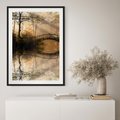 Plakat w ramie 40x50 - Romantyczny Mostek - mostek, romantyczny - rama czarna