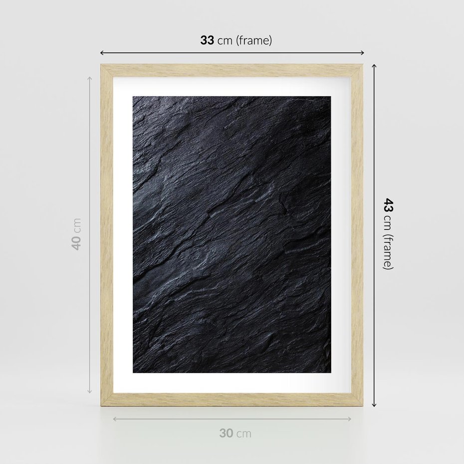 Plakat w ramie 30x40 - Kamienne tekstury w trójwymiarze - kamień, tekstura - rama drewno