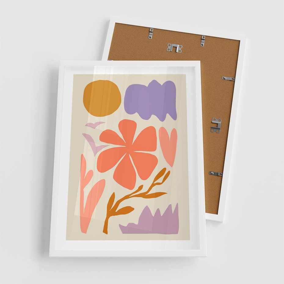 Plakat w ramie 50x70 - Nowoczesne Światło - abstrakcyjny obraz, pastelowe kolory - rama biała