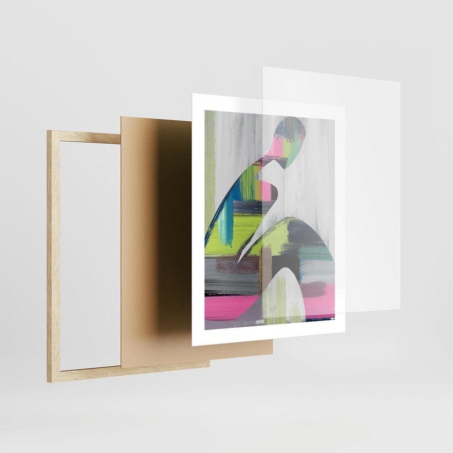 Plakat w ramie 40x50 - Impulsy Marzeń - abstrakcyjna sztuka, nowoczesny obraz - rama drewno