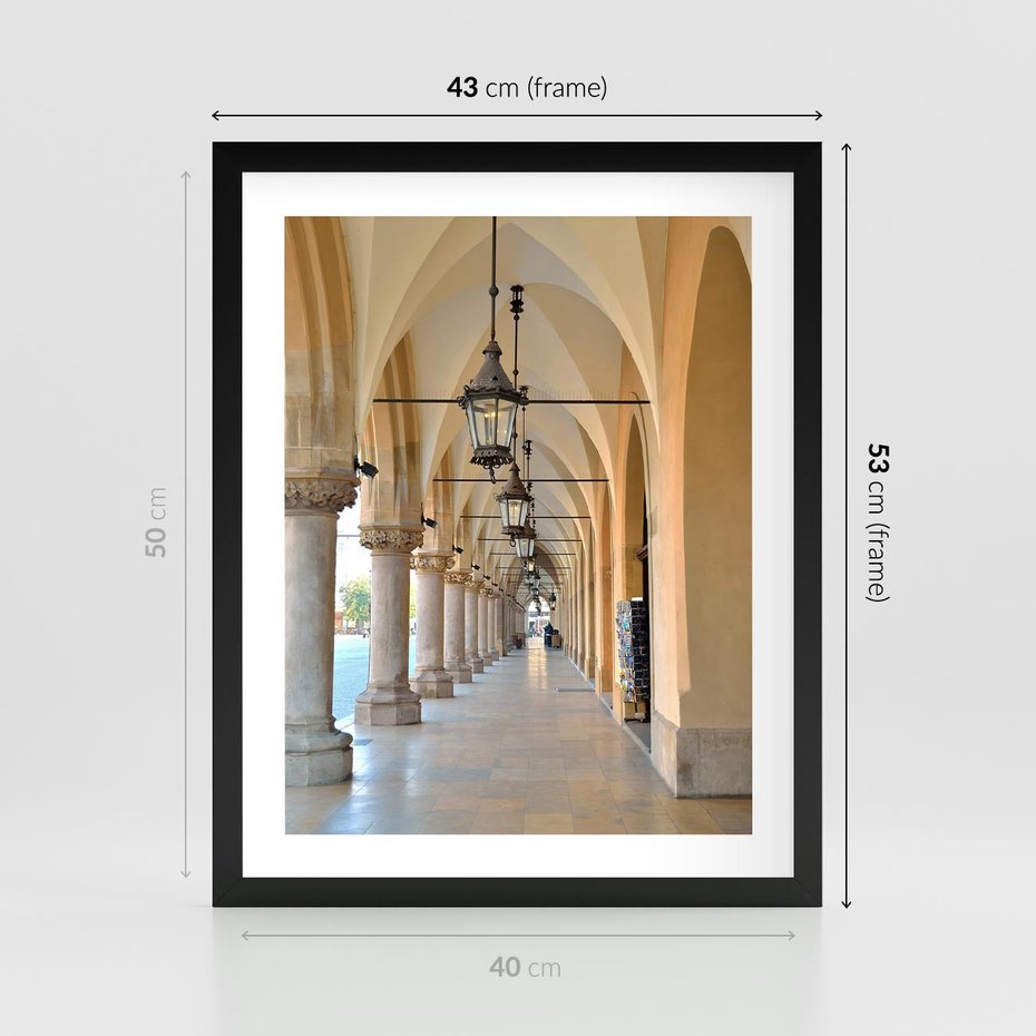 Plakat w ramie 40x50 - Uliczka w perspektywie czasu - uliczka, perspektywa - rama czarna