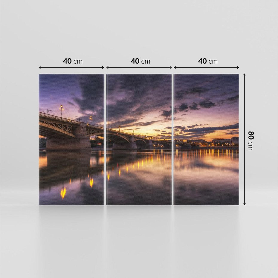 Obraz na płótnie 120x80 - Most nocą - Miasto nad rzeką - most, noc