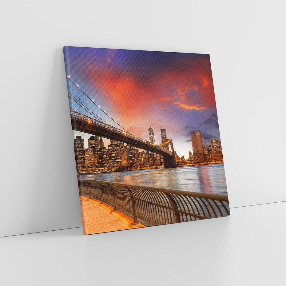 Obraz na płótnie 50x50 - Magia zachodu słońca nad mostem - zachód, słońca