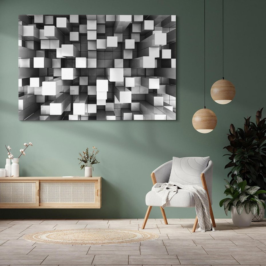 Obraz na płótnie 100x70 - Abstrakcyjne światy: 3D w kwadratach - 3D, abstrakcja