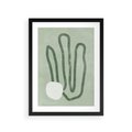 Plakat w ramie 30x40 - Spokojne Kształty Natury - zielona abstrakcja, zgaszona zieleń - rama czarna