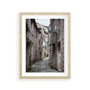 Plakat w ramie 50x70 - Malownicza uliczka we Włoszech - uliczka, Włoch - rama drewno