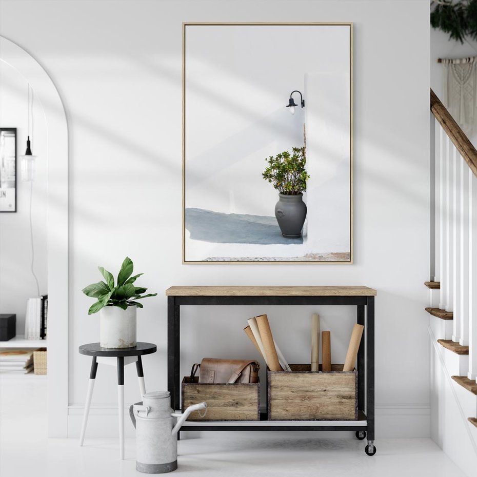 Obraz w ramie 50x70 - Błękitne wybrzeże - Santorini, Grecja - rama drewno