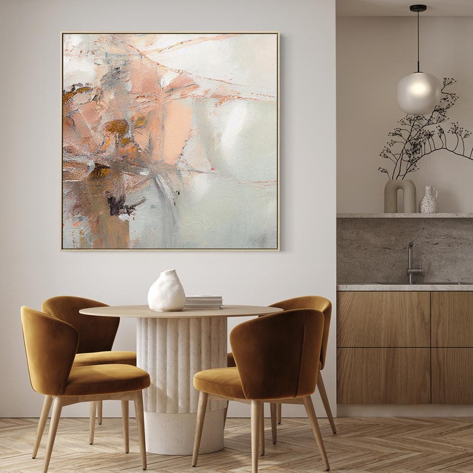 Obraz w ramie 80x80 - Taniec księżycowego pyłu - abstrakcja, tekstury farb - rama drewno