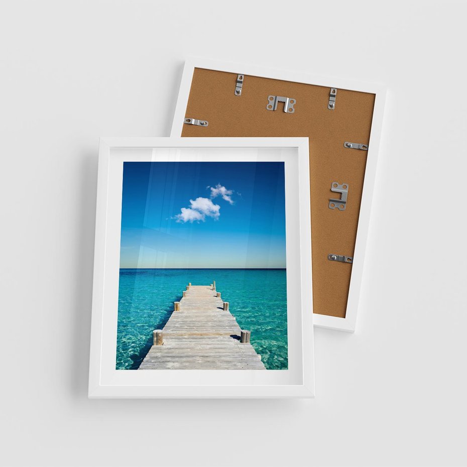 Plakat w ramie 40x50 - Letnie Morskie Uczucie - morze, pomost - rama biała