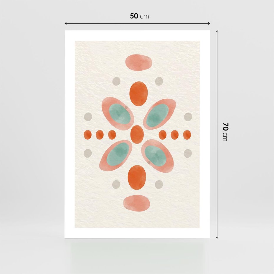 Plakat bez ramy 50x70 - Symfonia Natury - abstrakcyjne plamy w odcieniach pomarańczowym, kropki plamki