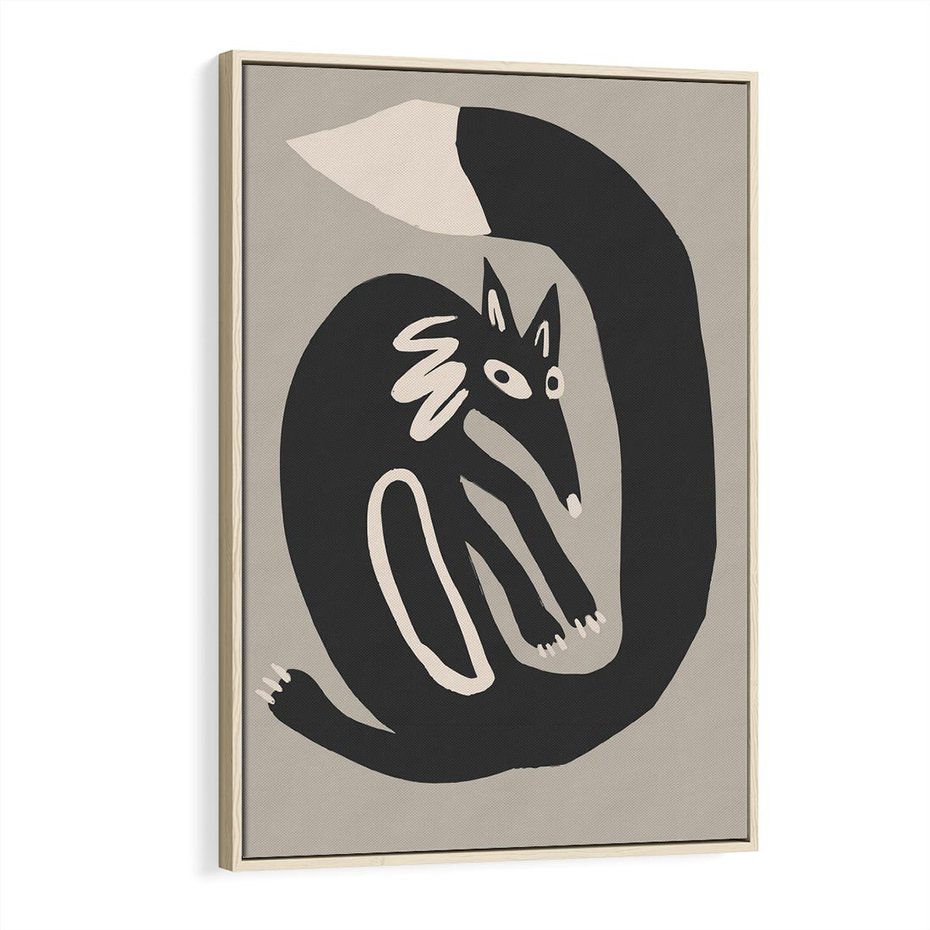 Obraz w ramie 70x100 - Migotliwe Echa Skandynawii - skandynawska sztuka, lis - rama drewno