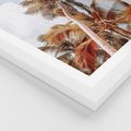 Plakat w ramie 30x40 - Plażowa Idylla z Palmami - palmy, rajska plaża - rama biała