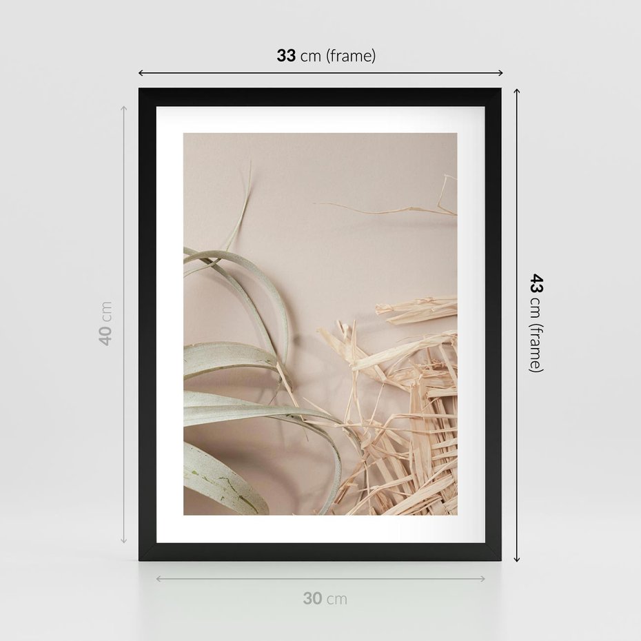 Plakat w ramie 30x40 - Boho urok suchych liści - suche, liście - rama czarna