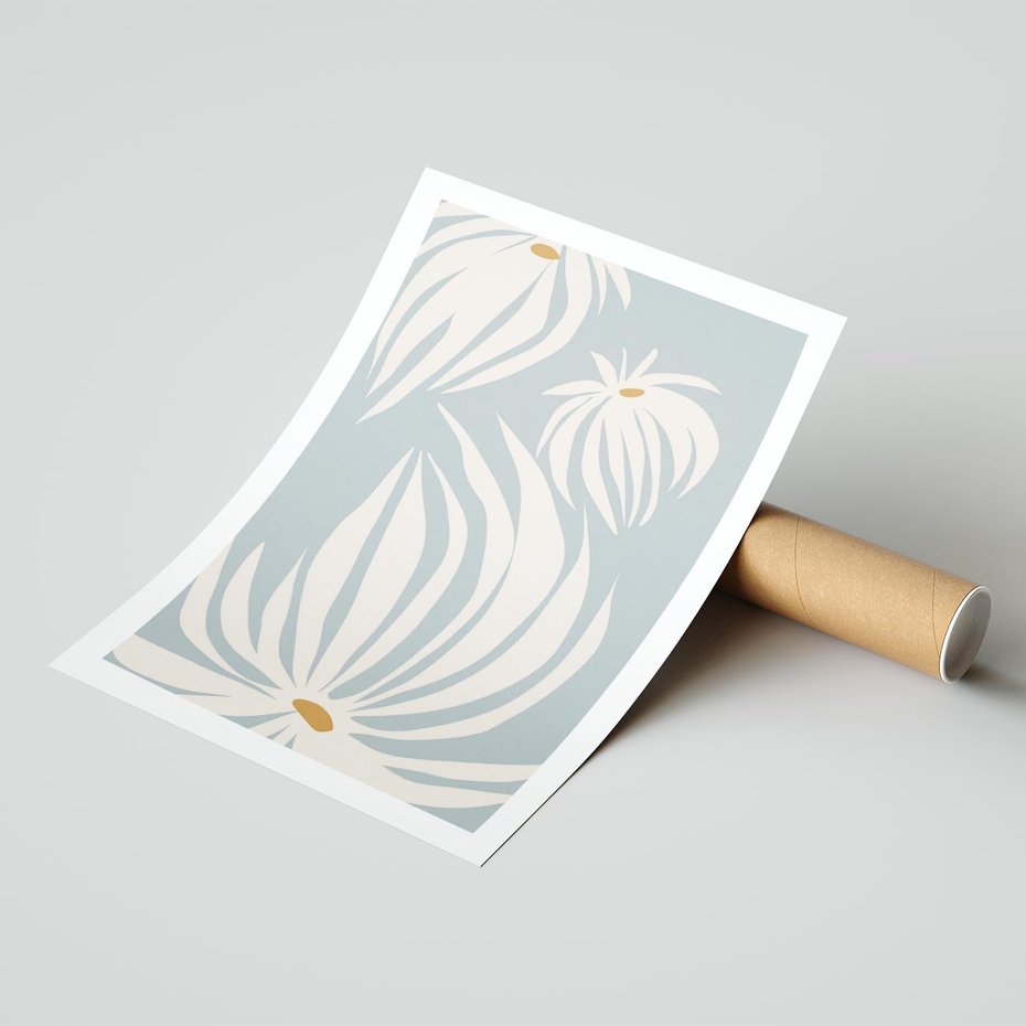 Plakat bez ramy 50x70 - Kwiatowe Kształty - kwiaty, nowoczesne i minimalistyczne