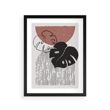 Plakat w ramie 40x50 - Nowoczesna Monstera: Szkic w Grafice - nowoczesna grafika, monstera - rama czarna