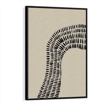 Obraz w ramie 70x100 - Migotliwa Innowacyjna Ekspresja - boho plakat, czarne kropki kreski - rama czarna