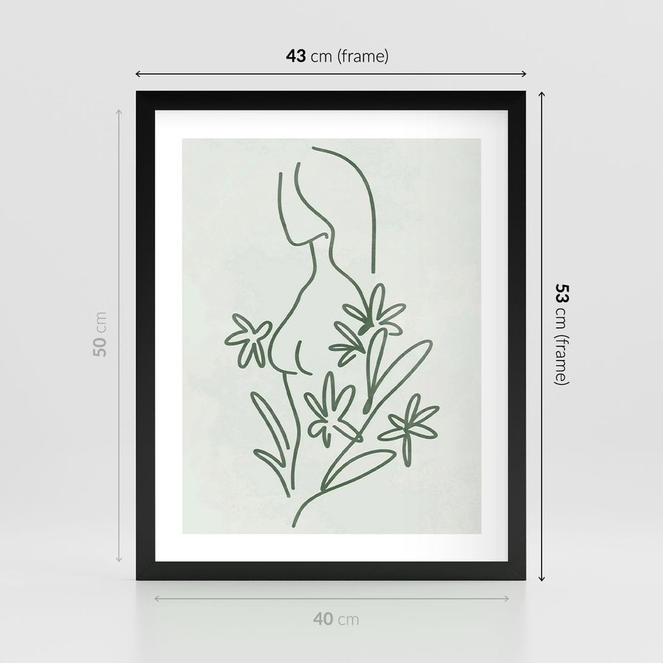 Plakat w ramie 40x50 - Odbicia Zielonego Raju - zielony odcień, abstrakcja - rama czarna