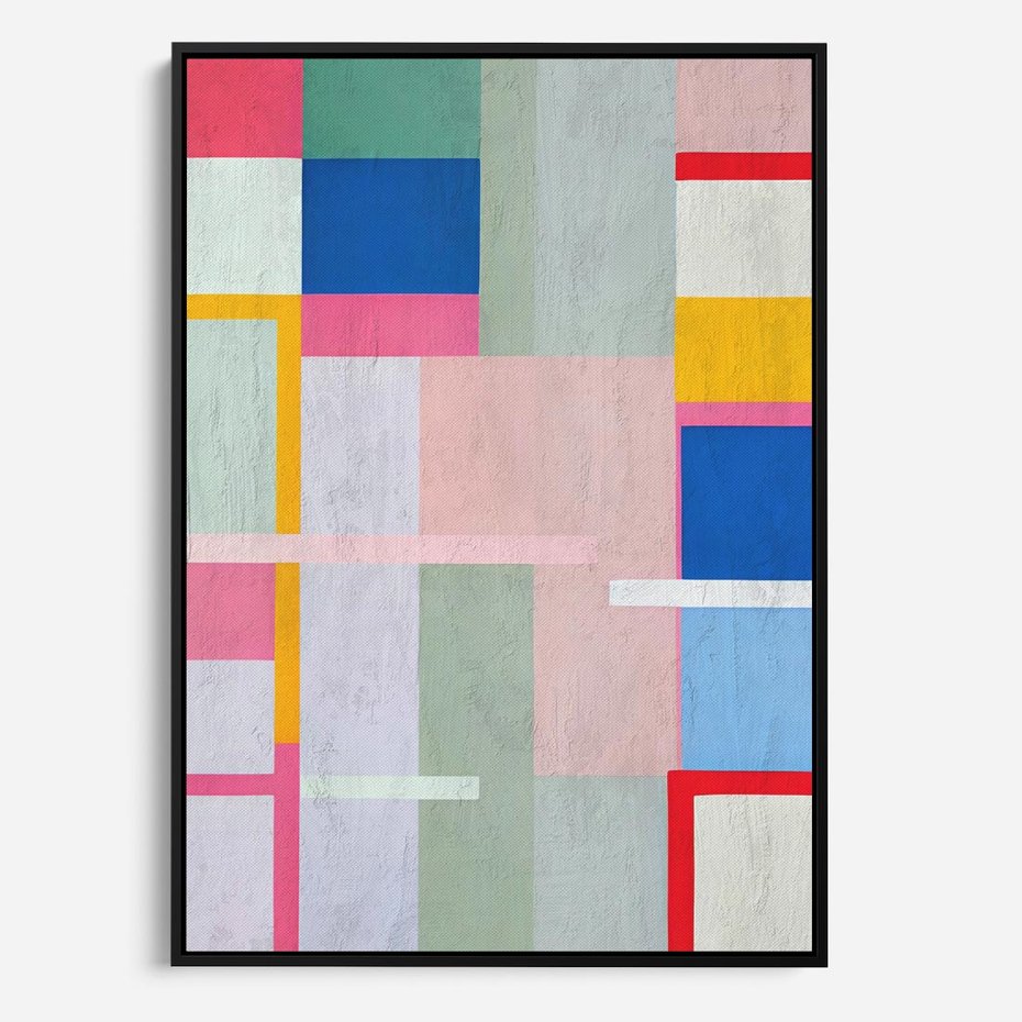 Obraz w ramie 50x70 - Rozbijające Granice Wyobraźni - abstrakcyjne geometryczne kształty, olejny obraz - rama czarna