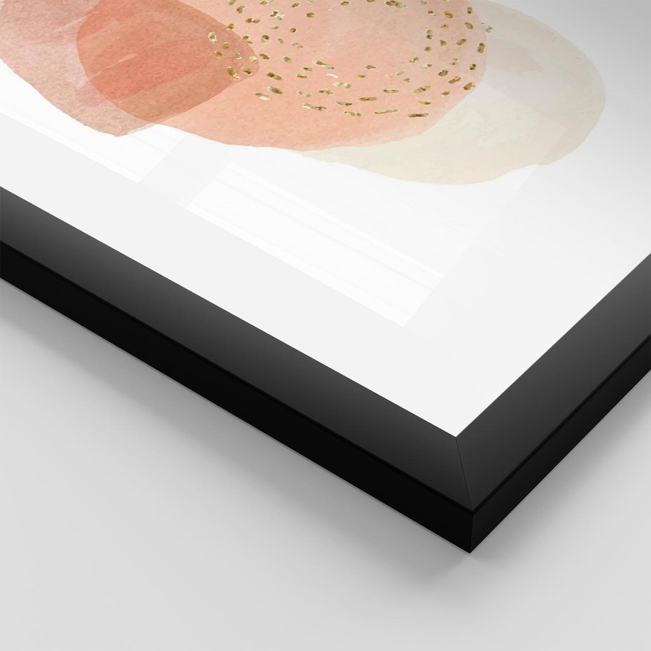 Plakat w ramie 50x70 - Migotliwe Kształty i Plamy - abstrakcyjne akwarelowe plamy, minimalizm - rama czarna