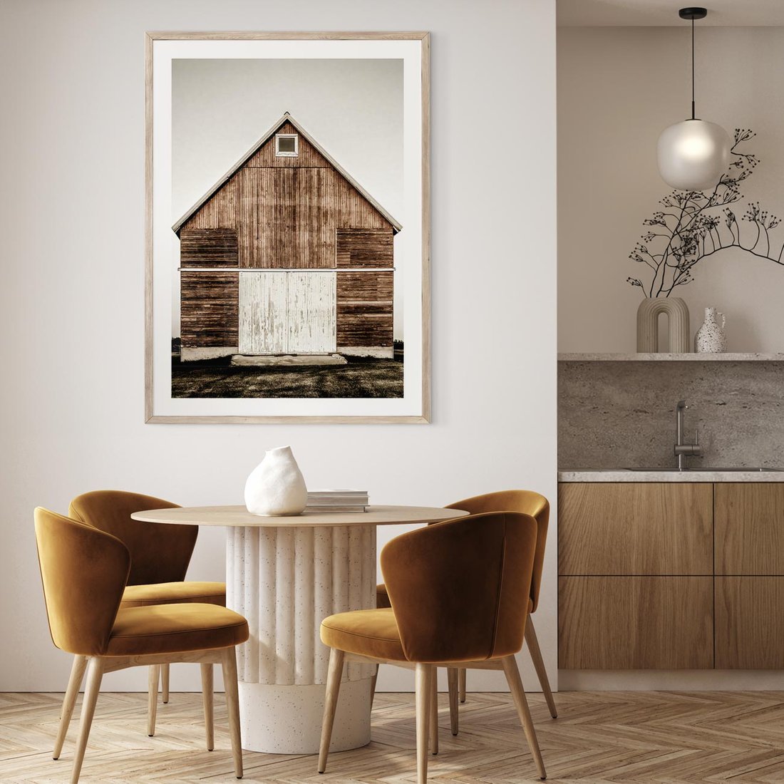 Plakat w ramie 40x50 - Rustykalny Drewniany Domek - domek, drewniany dom - rama drewno