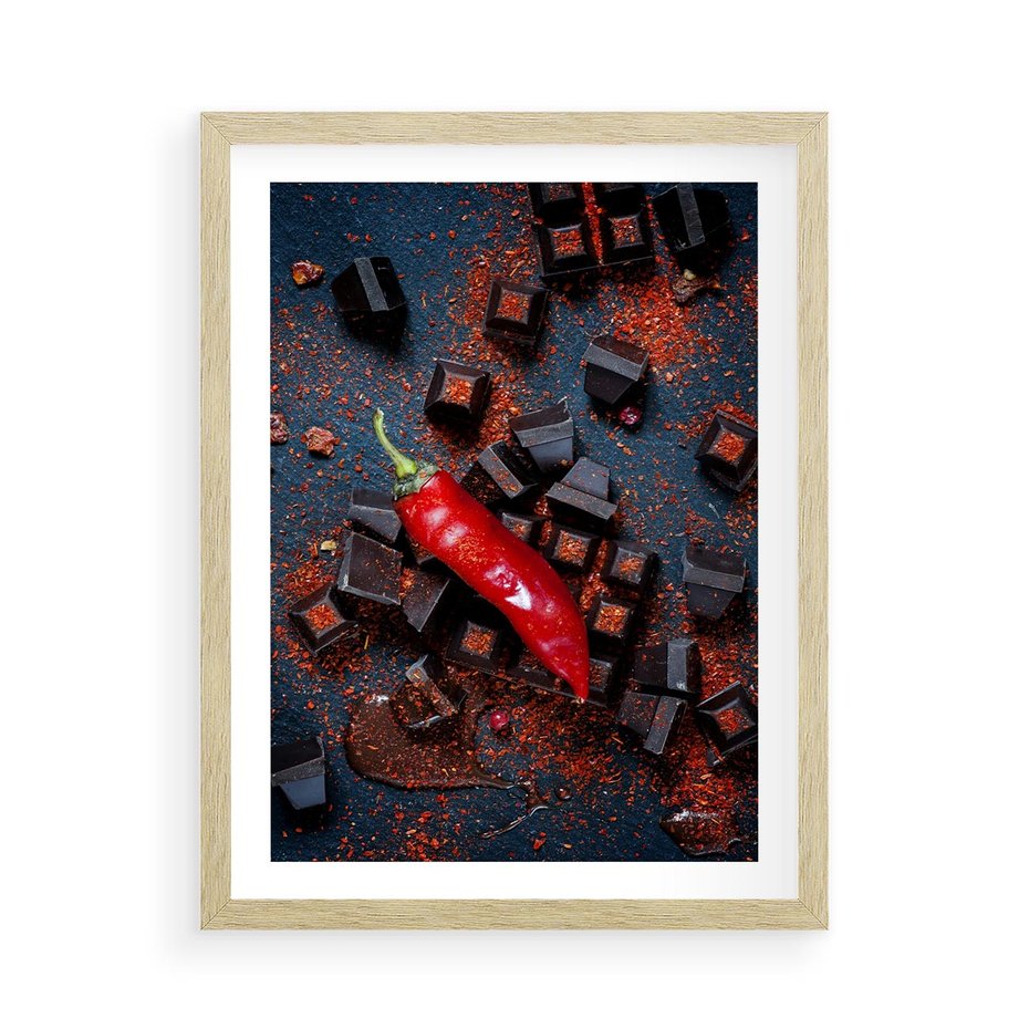 Plakat w ramie 50x70 - Papryka w Restauracji - restauracja, papryka - rama drewno