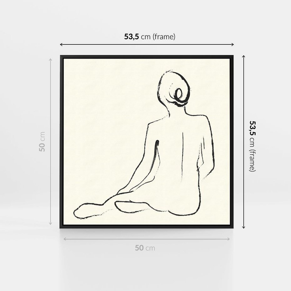 Obraz w ramie 50x50 - Akt w Minimalizmie - kobieta akt, minimalizm - rama czarna