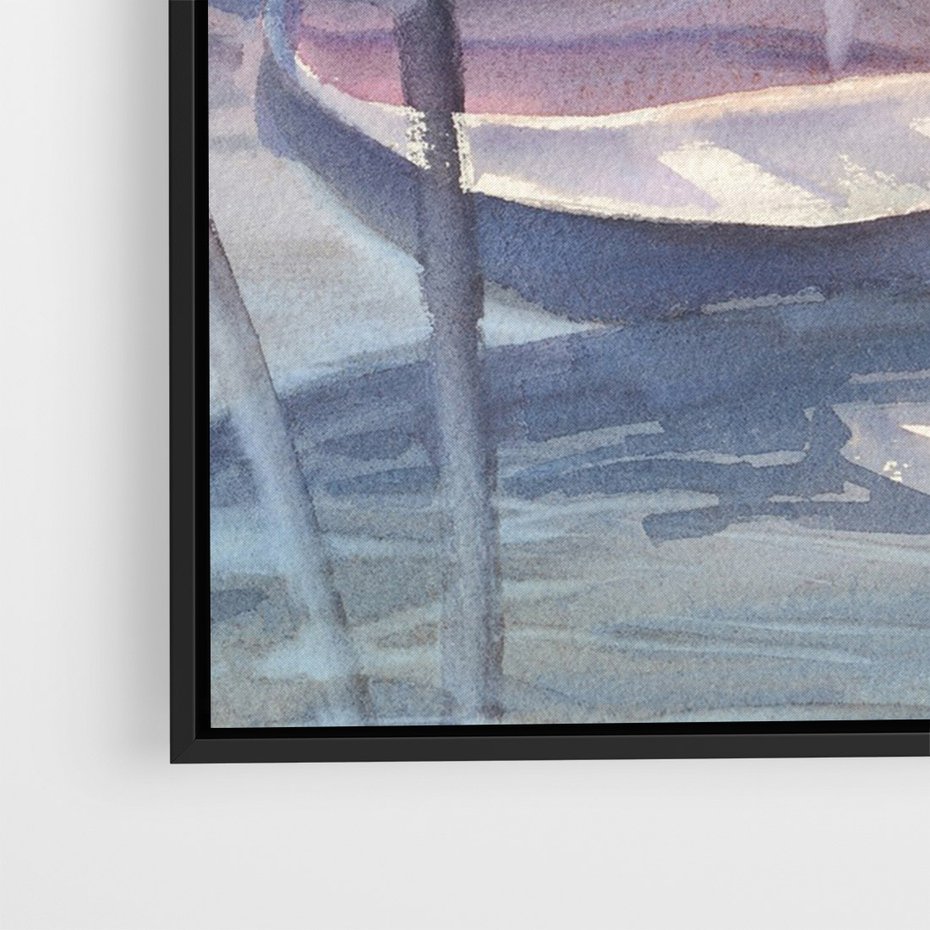 Obraz w ramie 70x100 - Romantyczne Zachody - akwarelowy rysunek, stonowane pastelowe kolory - rama czarna