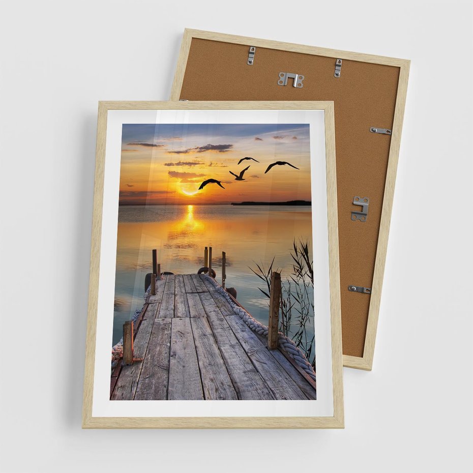 Plakat w ramie 50x70 - Magia zachodu słońca - zachód, słońca - rama drewno