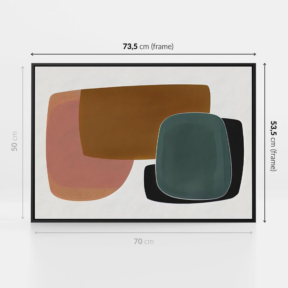 Obraz w ramie 70x50 - Emocje w akwarelach - geometryczne dziwne kształty, turkusowy - rama czarna