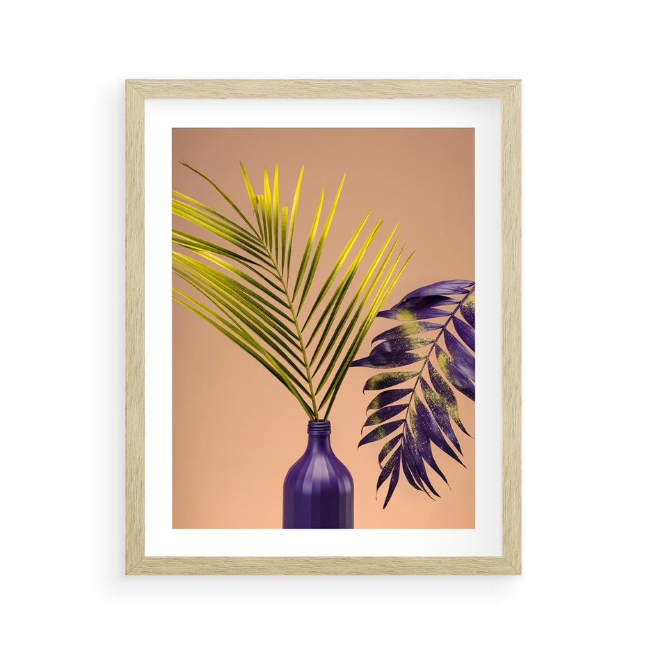 Plakat w ramie 40x50 - Delikatne Piękno - palma, pastele - rama drewno