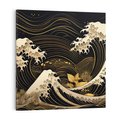Obraz na płótnie 80x80 - Złote Piękno - ciemny obraz, fala morska