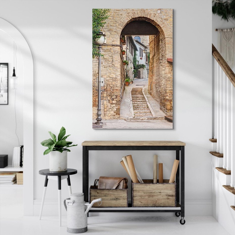 Obraz na płótnie 80x120 - Klimatyczna Uliczka w Grecji - uliczka, Grecja
