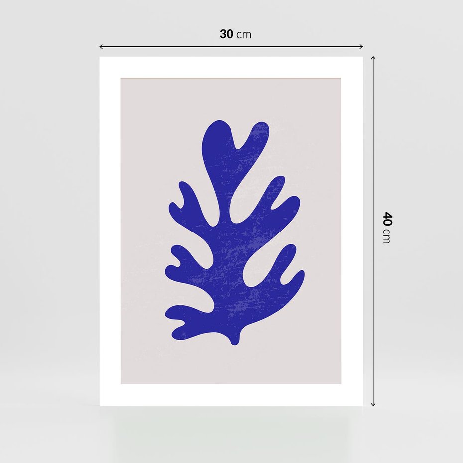 Plakat bez ramy 30x40 - Przenikająca Struktura - boho plakat, niebieski liść w intensywnym kolorze