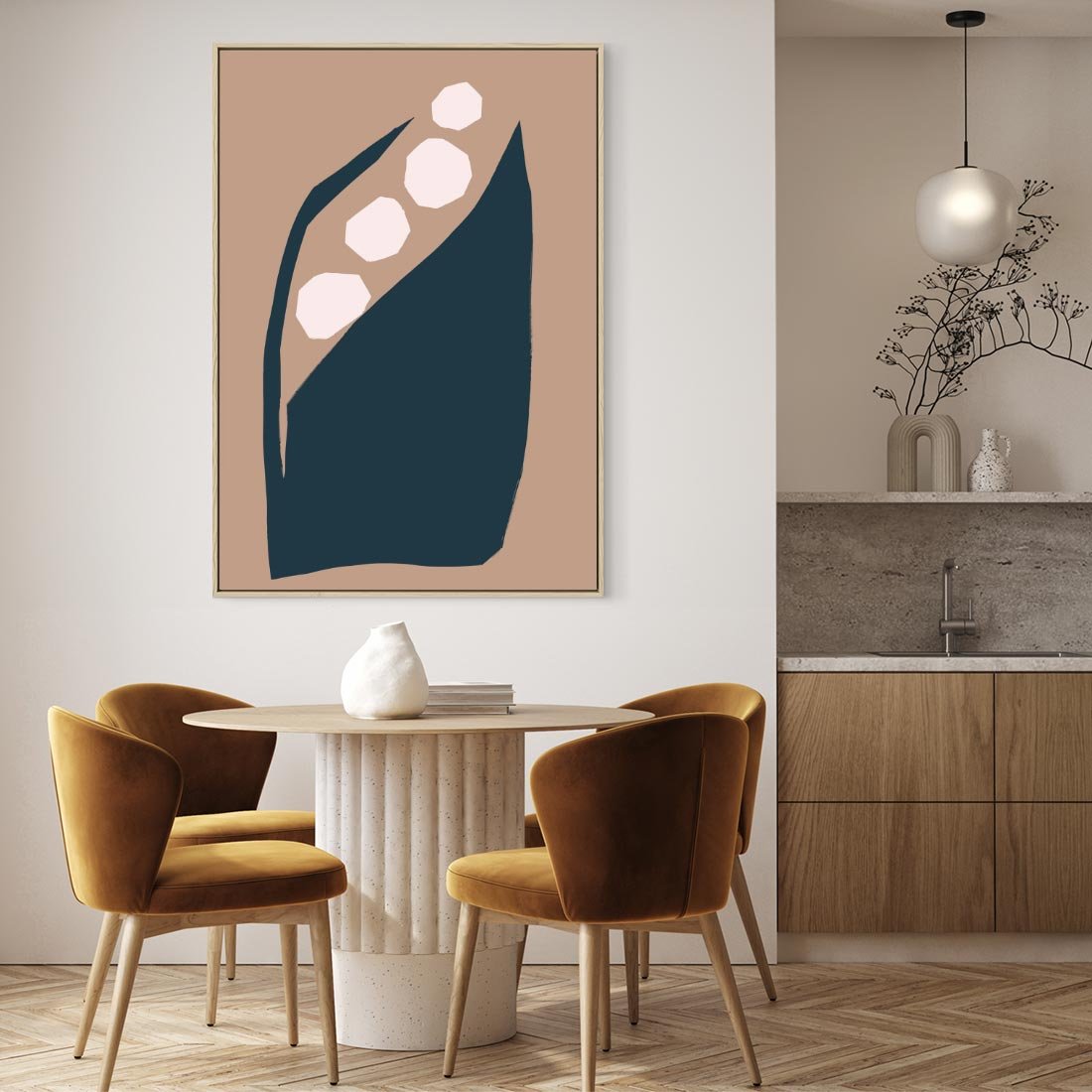 Obraz w ramie 80x120 - Wnętrza Boho Serca - abstrakcyjny obraz, plakat - rama drewno