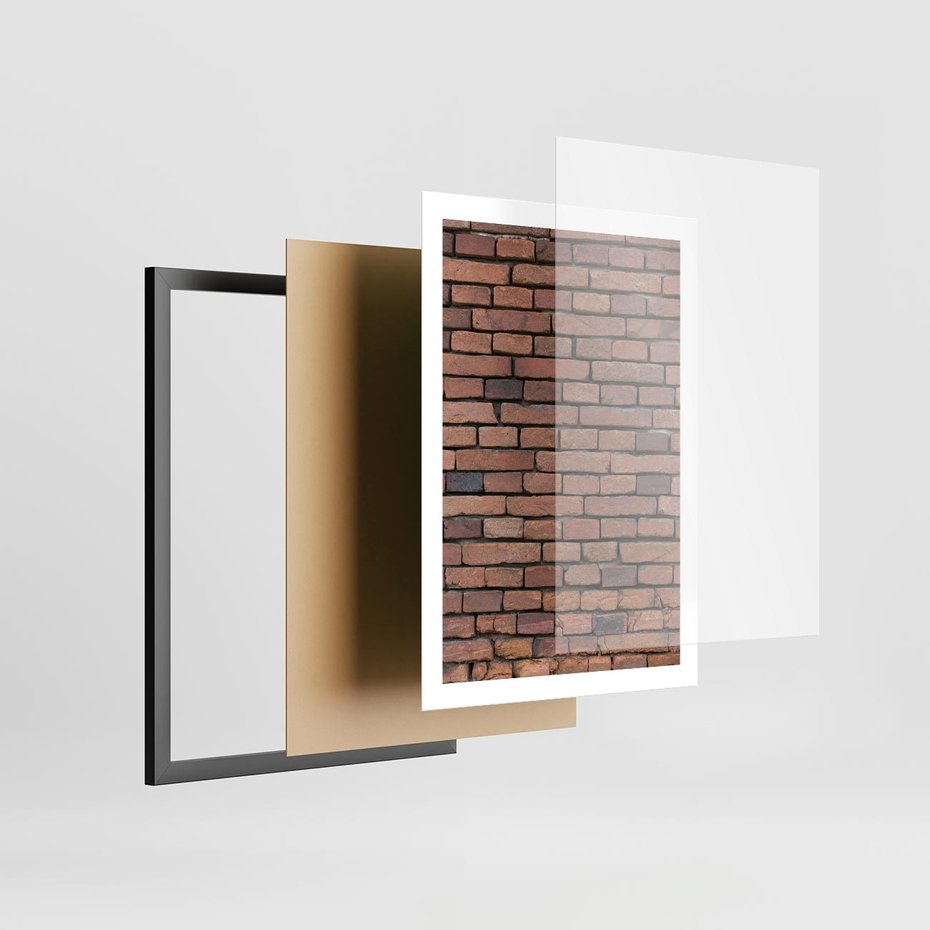 Plakat w ramie 50x70 - Mur cegieł: industrialny urok - cegły, mur - rama czarna