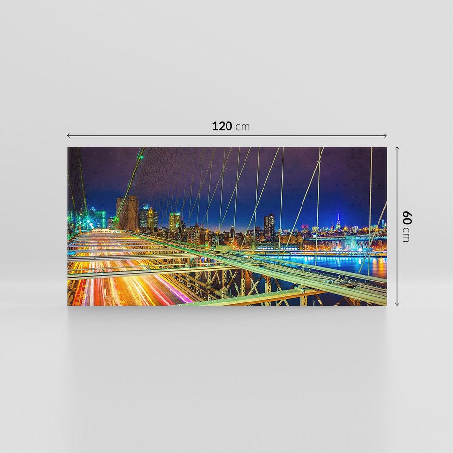 Obraz na płótnie 120x60 - Most w USA - Światła i samochody - most, USA