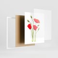 Plakat w ramie 40x50 - Pola maków w pełnym kolorze - maki, kwiaty - rama biała