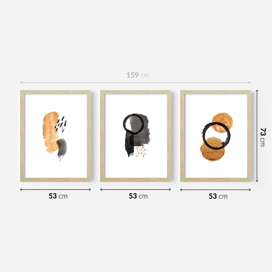 Zestaw obrazy w ramie 50x70 galeria - Japońska, abstrakcja, minimalizm - rama drewno