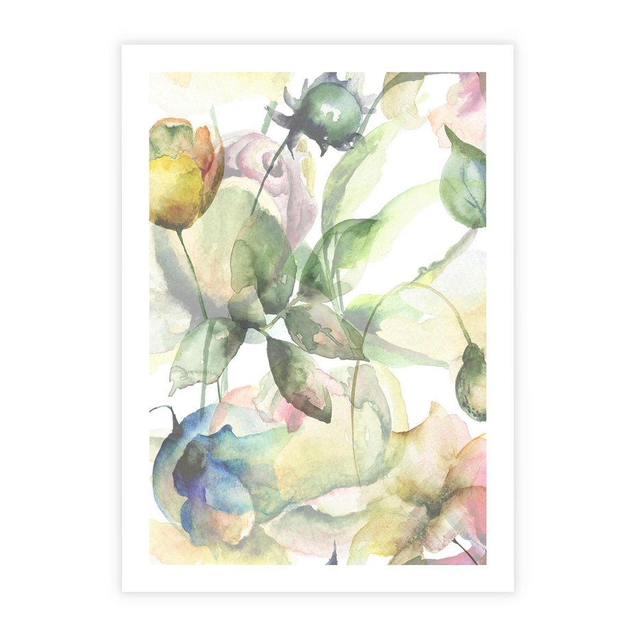Plakat bez ramy 40x50 - Delikatne Kolory - akwarelowe, kwiaty