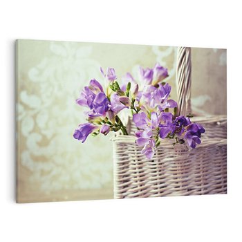 Obraz na płótnie 120x80 - Kwiatowy koszyk - kwiaty, koszyk