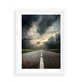 Plakat w ramie 50x70 - magia nocnej drogi - droga, księżyc - rama biała