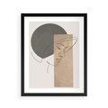 Plakat w ramie 40x50 - Jedną Linią: Kobieca Twarz - abstrakcja, plamy w tle - rama czarna
