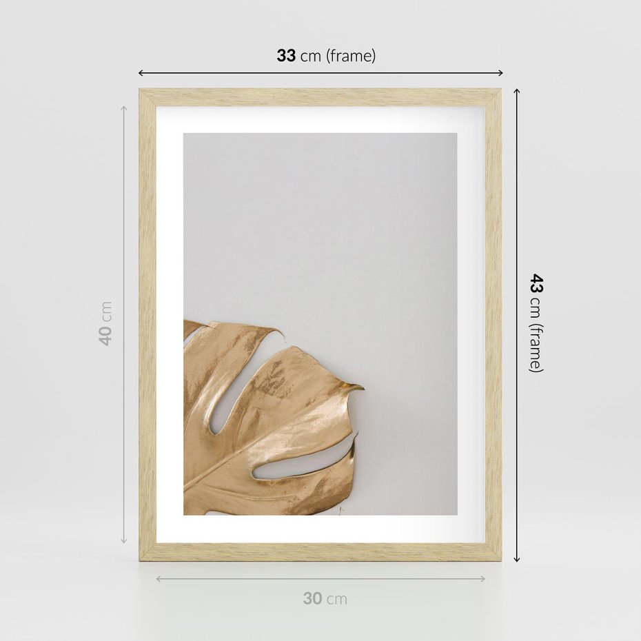 Plakat w ramie 30x40 - Natury Szlachetność - złote, liście - rama drewno