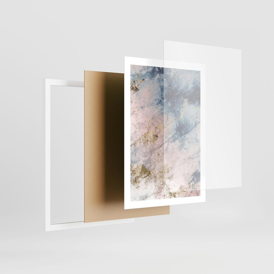 Plakat w ramie 50x70 - Luksusowa Dekoracja - marmur, złoto - rama biała