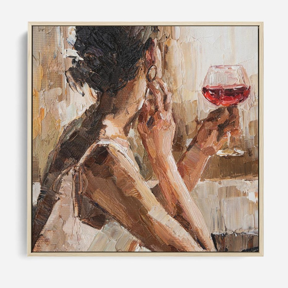 Obraz w ramie 50x50 - Wibracje - portret, kobieta - rama drewno