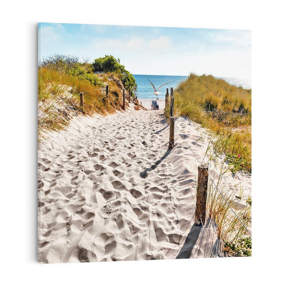 Obraz na płótnie 50x50 - Mewy nad Morzem - plaża, mewy