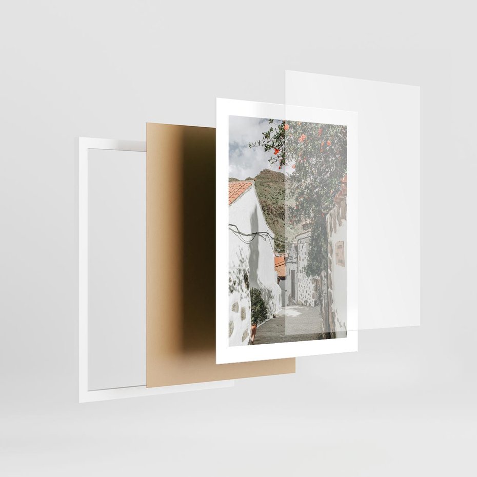 Plakat w ramie 30x40 - Południe Europy - śródziemnomorski krajobraz, uliczka we włoszech - rama biała